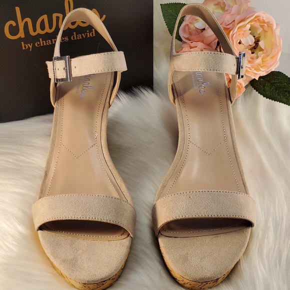 CHARLES DAVID NUDE LINDY PLATFORM SANDALS SZ10 NIB - Picture 8 of 8